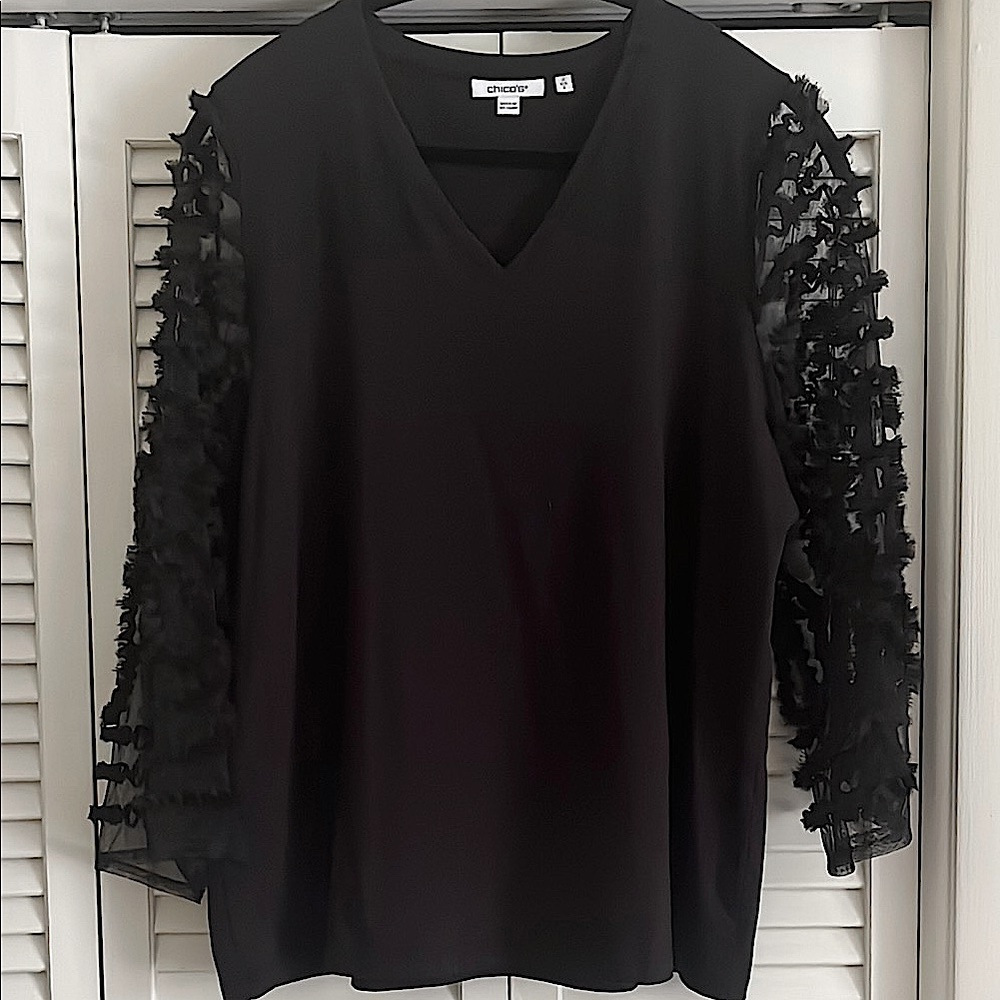 Size 2 Chico's Black Ruffled Top